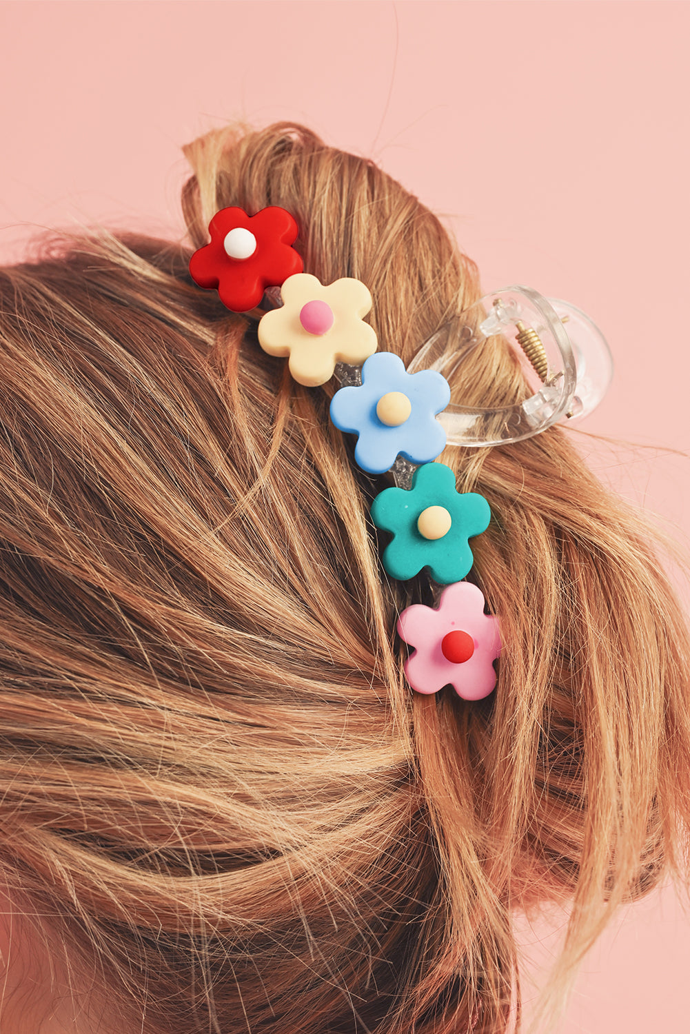 Multicolour 60s Flowers Cute Plastic Hair Claw