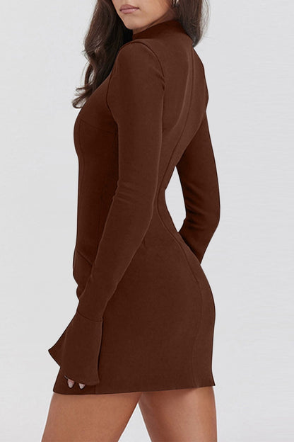 Mock Neck Long Sleeve Mini Dress