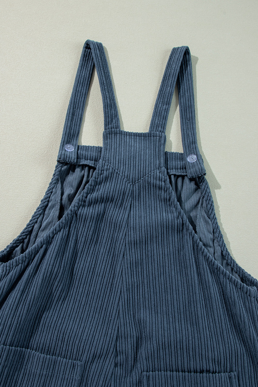 Gray Morn Plain Pocketed Loose Fit Corduroy Overalls