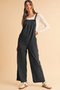 Gray Morn Plain Pocketed Loose Fit Corduroy Overalls