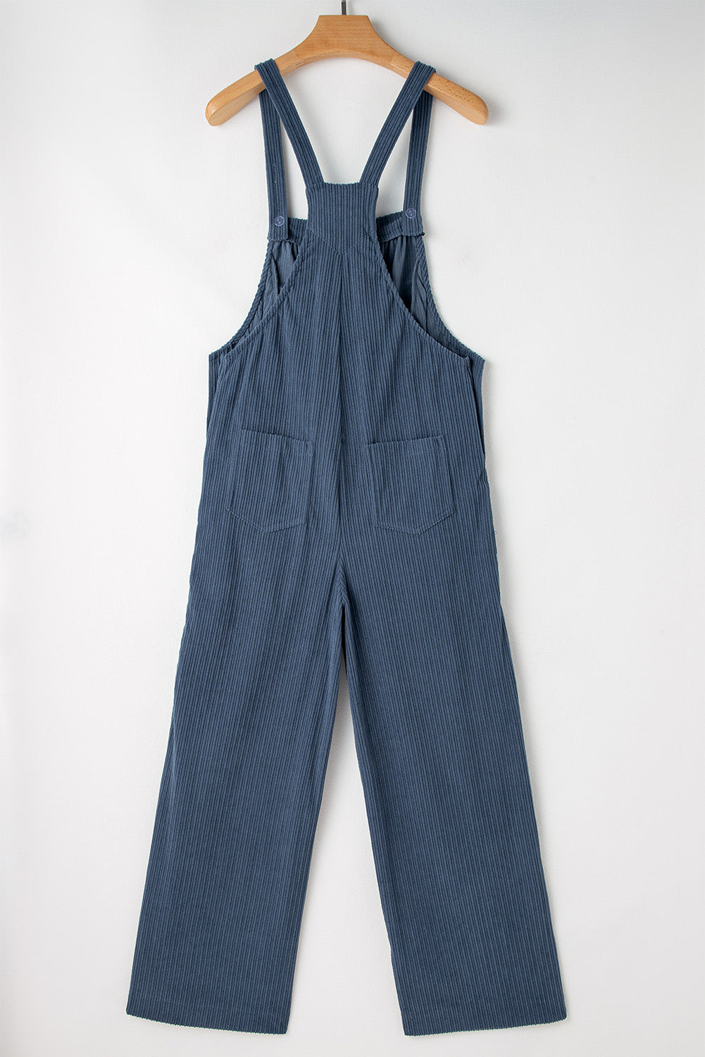 Gray Morn Plain Pocketed Loose Fit Corduroy Overalls