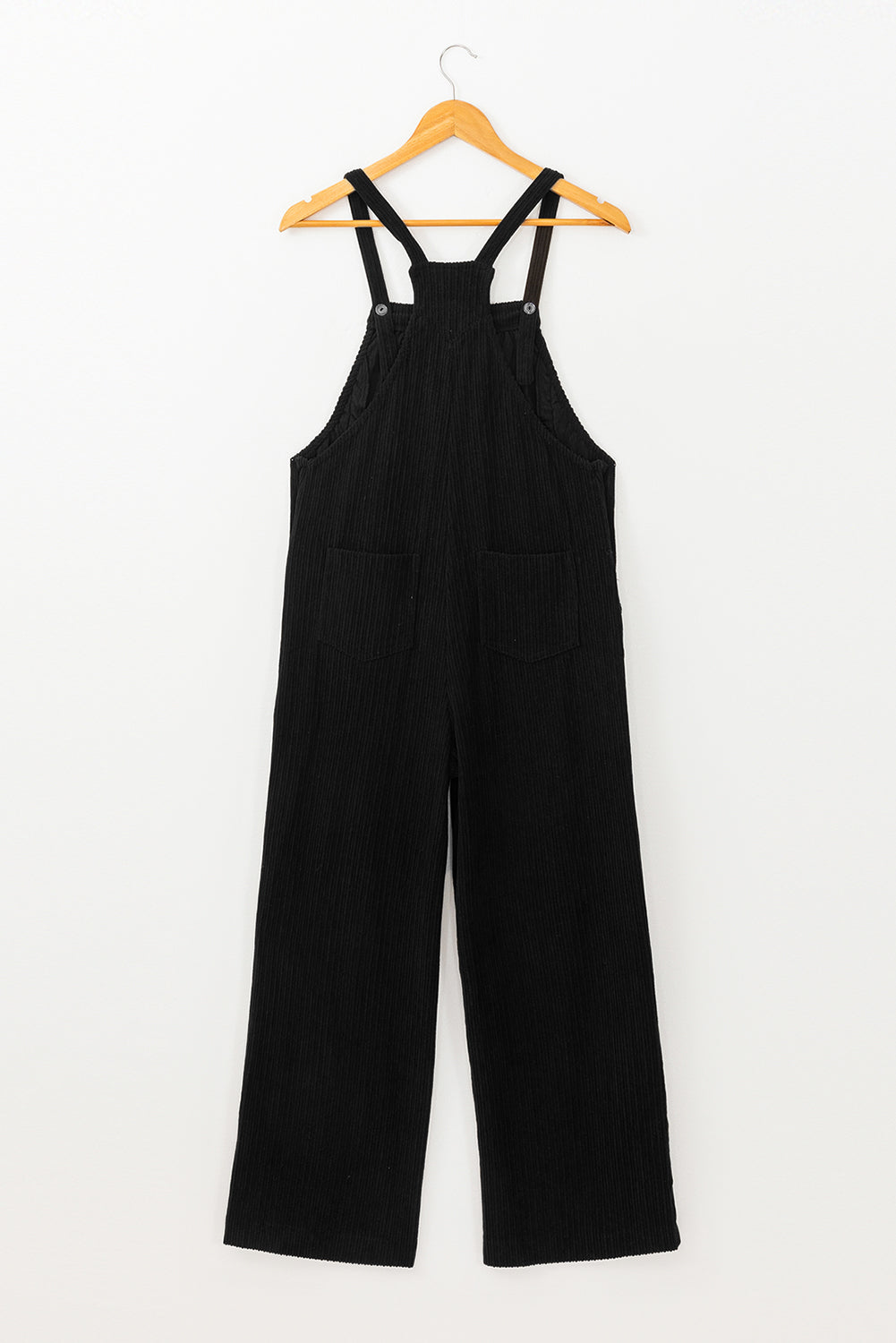 Gray Morn Plain Pocketed Loose Fit Corduroy Overalls