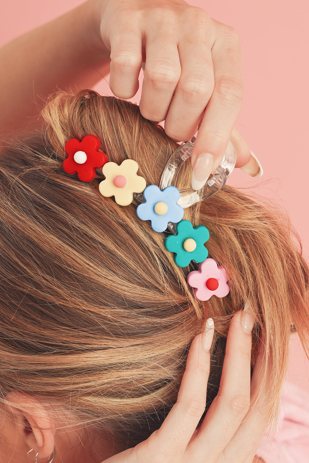 Multicolour 60s Flowers Cute Plastic Hair Claw