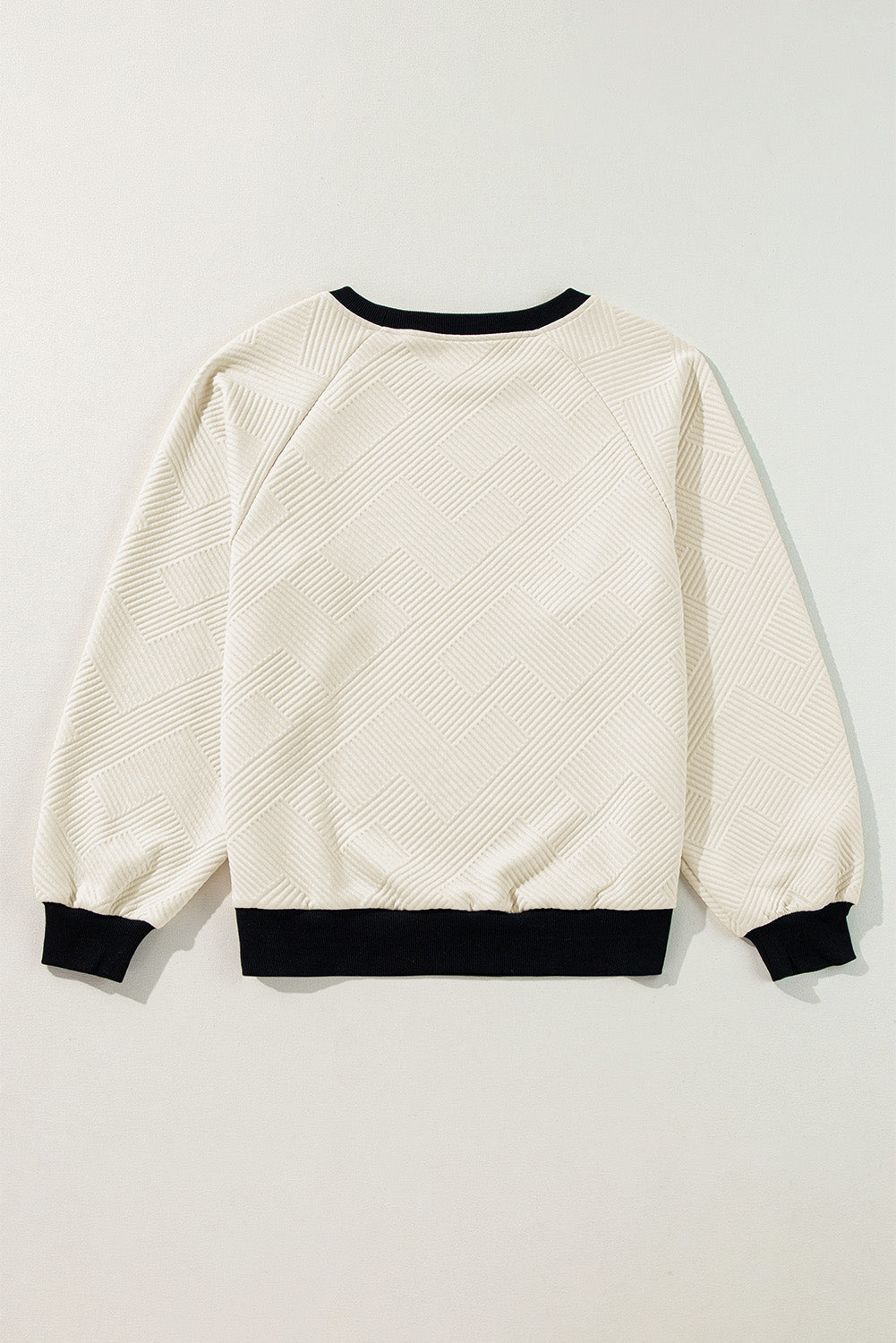 Jet Stream Textured Contrast Trim Raglan Sleeve Top