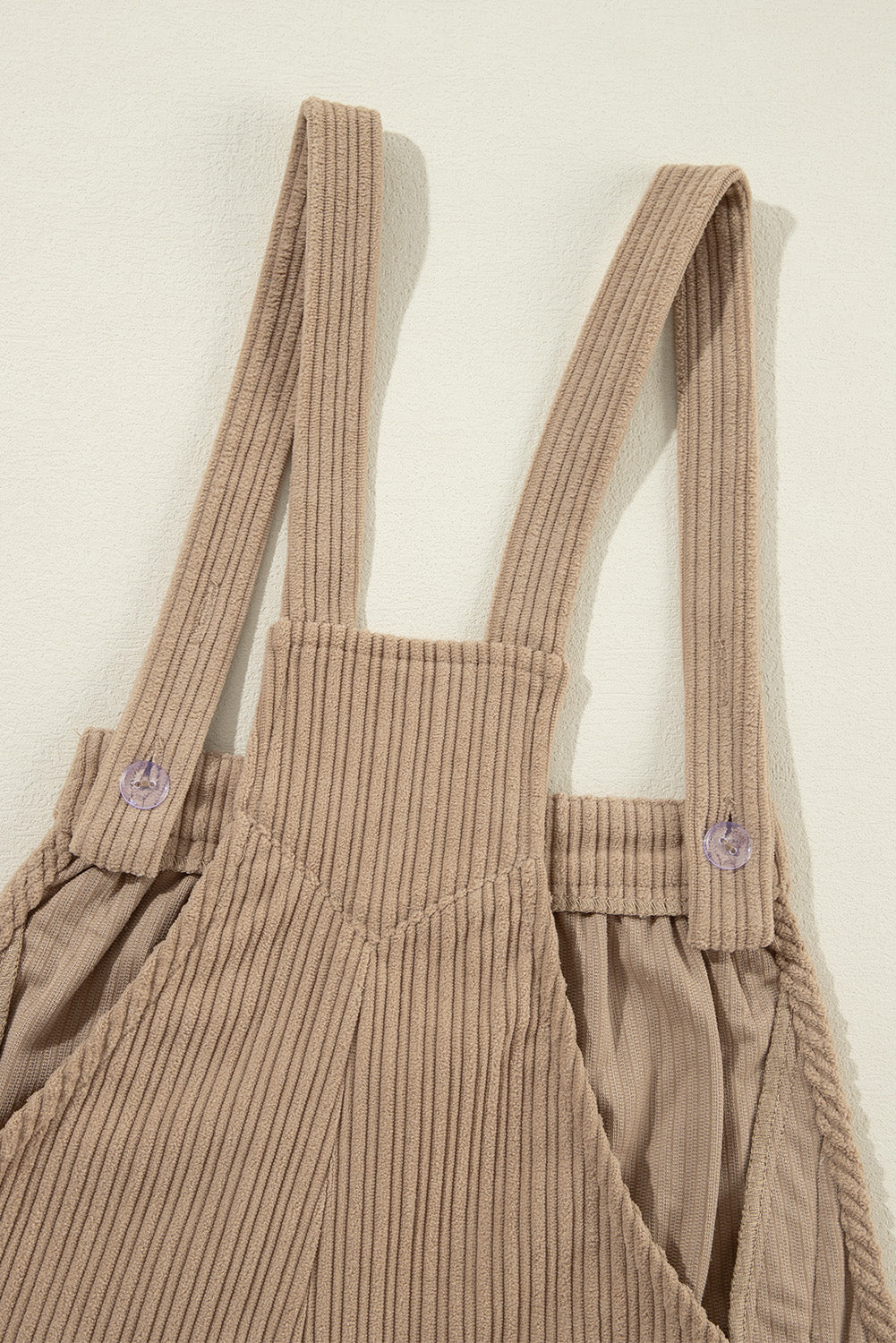 Gray Morn Plain Pocketed Loose Fit Corduroy Overalls