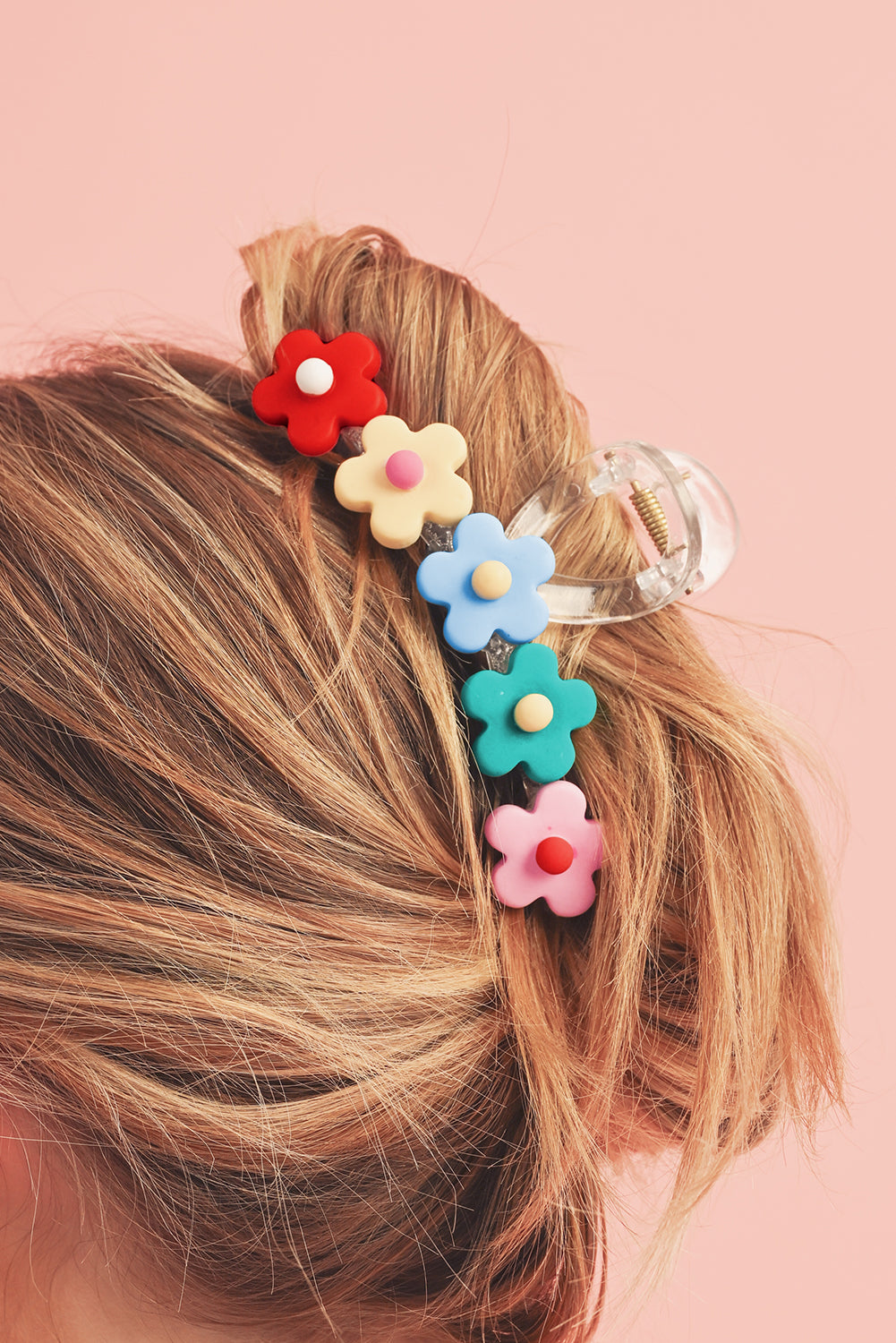 Multicolour 60s Flowers Cute Plastic Hair Claw