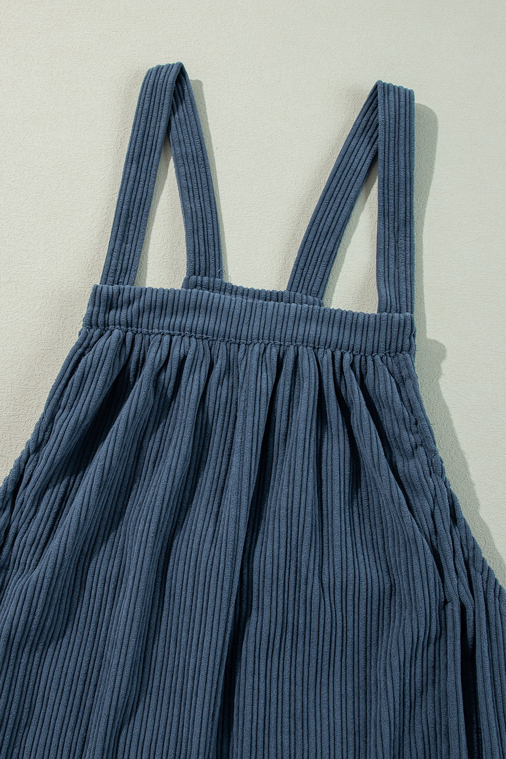 Gray Morn Plain Pocketed Loose Fit Corduroy Overalls