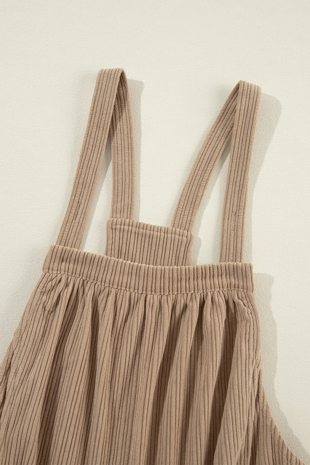 Gray Morn Plain Pocketed Loose Fit Corduroy Overalls